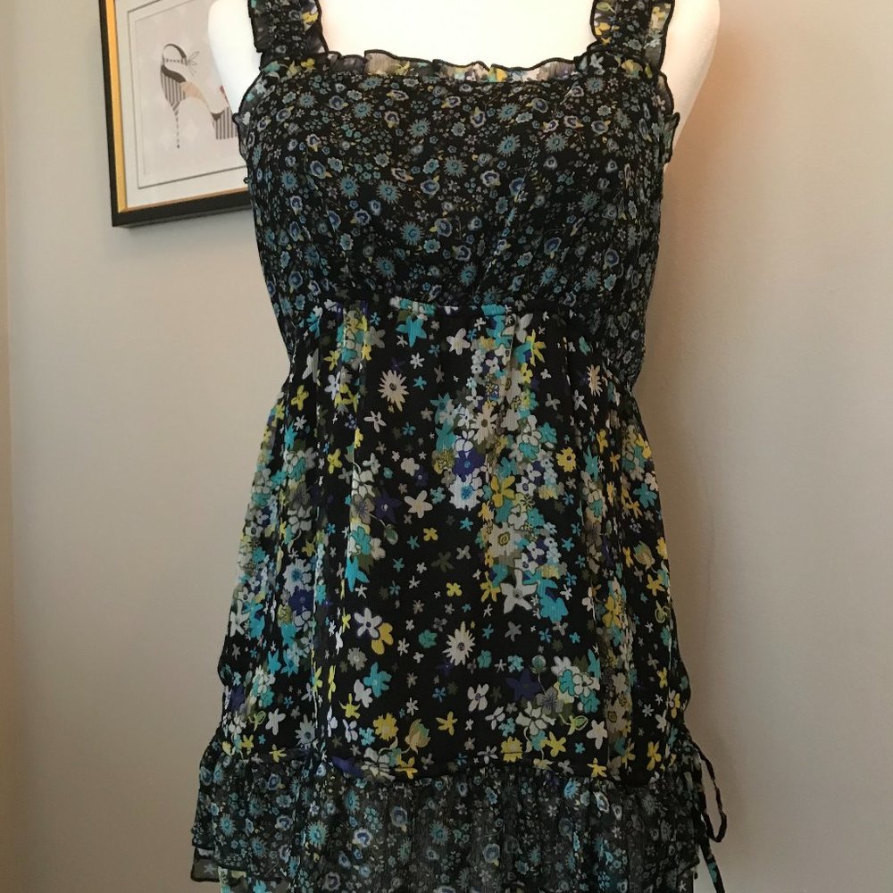 Apt. 9 - Blue Floral Babydoll - Sleeveless Top